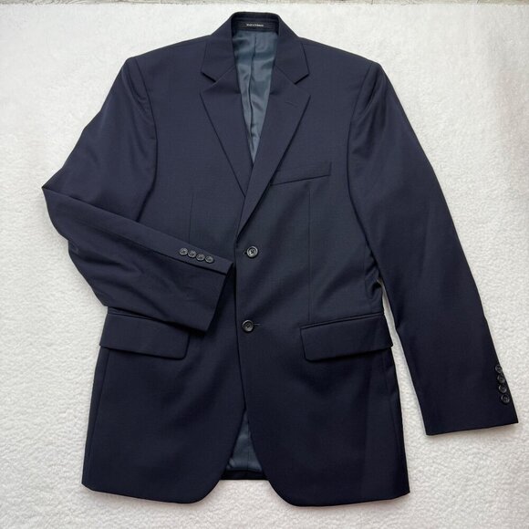 Pronto Uomo Blazer 37R Navy 100% Wool Sport Coat Professional Office Workwear - Picture 2 of 11